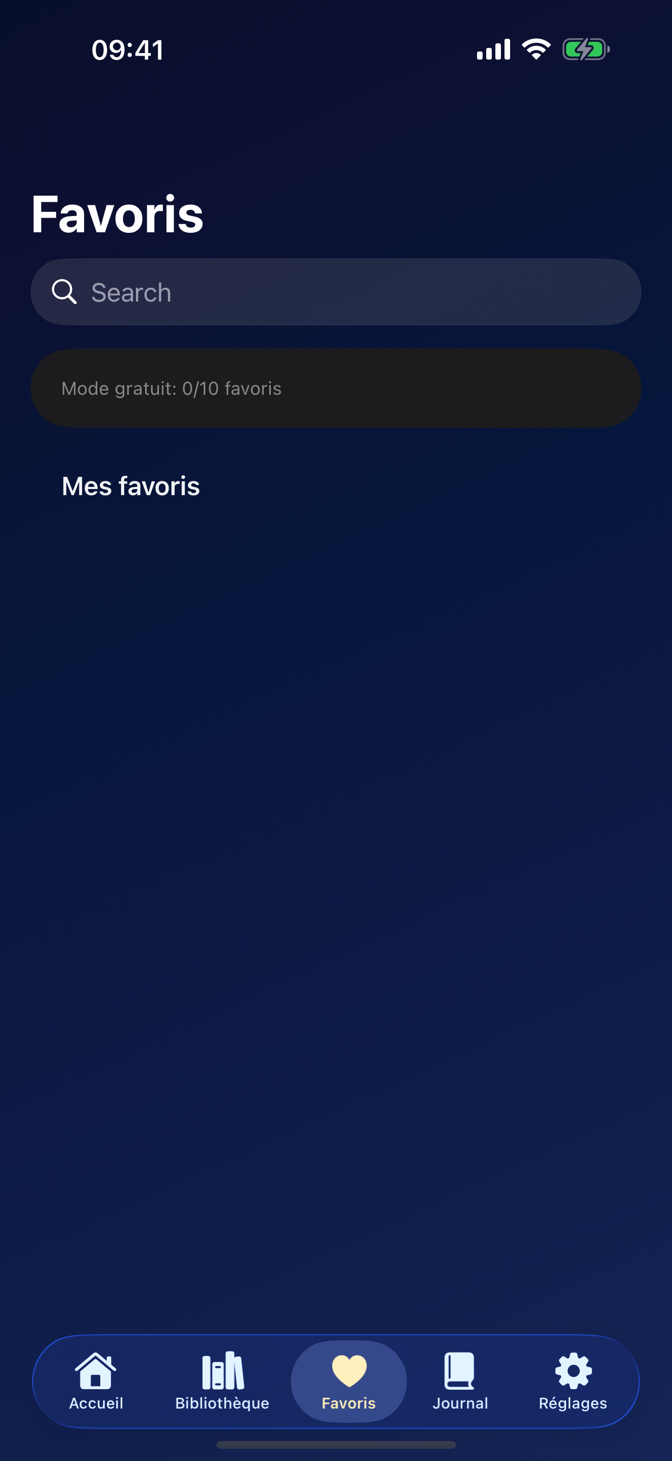 Liste des favoris